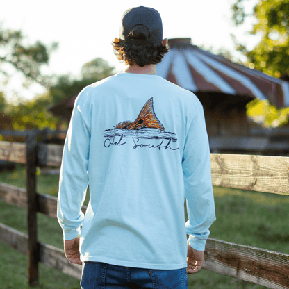 OldSouthApparel_Red Fish Fin - Long Sleeve